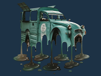 Melting Bites of History action actions car citroen design graphic design graphic art green illustration melt meltdown melted melting melting picture photoshop photoshop action