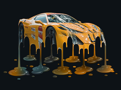 Melting Ferrari action actions car design ferrari graphic design graphic art illustration melt meltdown melted melting melting picture photoshop photoshop action racing yellow