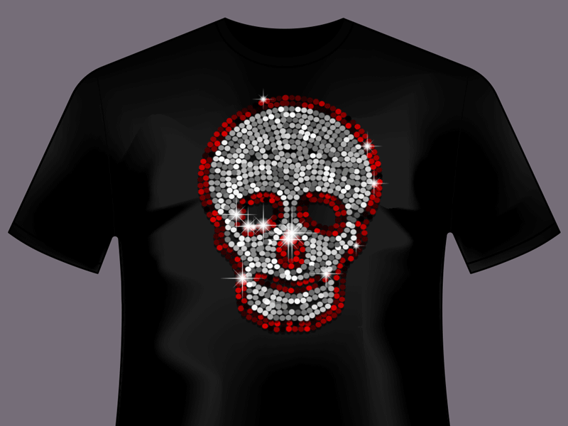 Skull T-Shirt action actions animation black design graphic design illustration photoshop photoshop action sequins skull