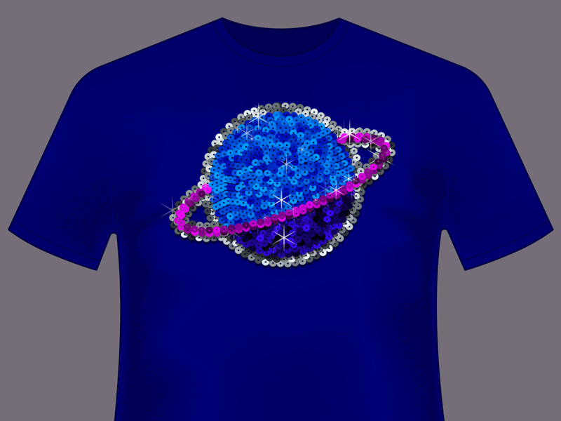 Planet T-Shirt action actions animate gif animation blue design gif gif animation graphic design illustration photoshop photoshop action planet saturn sequin