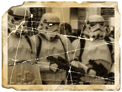 Damaged photo: soldiers