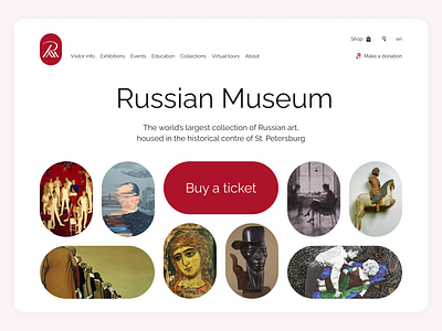 Russian Museum art artist collection concept culture design exhibition gallery homepage interface light minimalism museum painting red ui ui design web website white