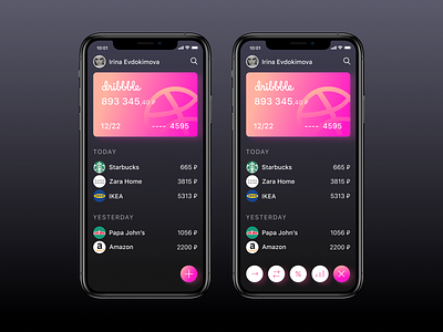 Dribbble Bank App bank bank app concept dark design finance gradient iphone iphone x minimalism pink