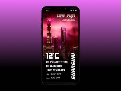 Weather App with AQI app china concept dark design gradient iphone iphone x red shanghai ui violet weather weather app