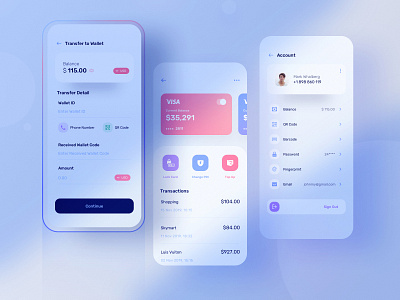 Wale app: Transfer to wallet screens