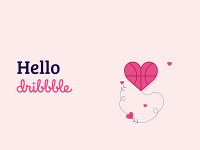 Hello Dribbble! heart hello dribbble illustration invites second shot welcome
