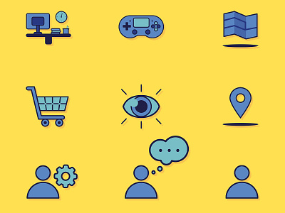 Random Icons design eye flat game icons illustration pack ui user