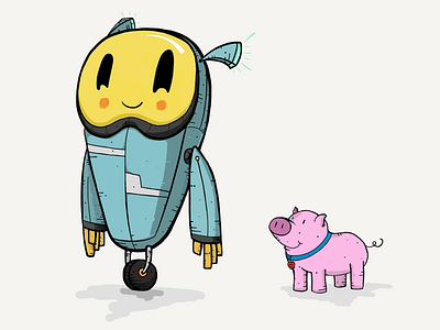 H3NRY and his Pig draw illustration ink ipad pencil pig robot