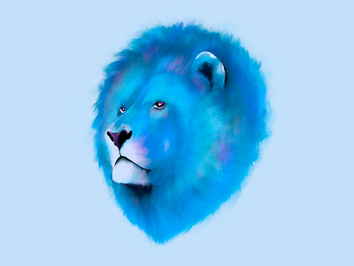 Detroit Lion animal blue cat football illustration ipad nature paint painting pencil procreate watercolor
