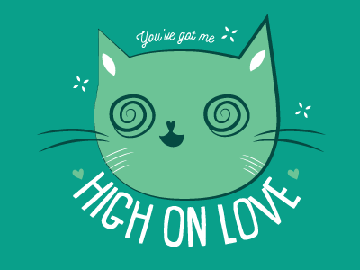 High on love cat high illustration love postcards prints