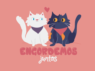 Engordemos juntos ❤😋🍕 cats gatos gordo illustration love prints together