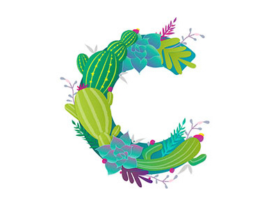 C is for Cactus 🌵✨ 36 days 36 days of type c cactus illustration type