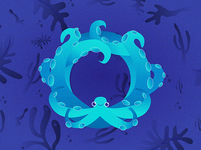 O is for Octopus 🐙 36 days o 36 days of type animal illustrated animals illustration illustrator octopus sea