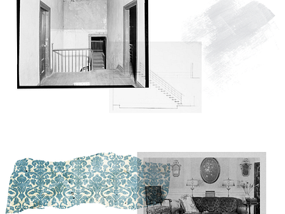 Room architecture collage digital illustration paper