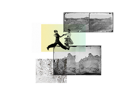 Dance collage color design digital gradient green grid illustration layers paper photos vintage