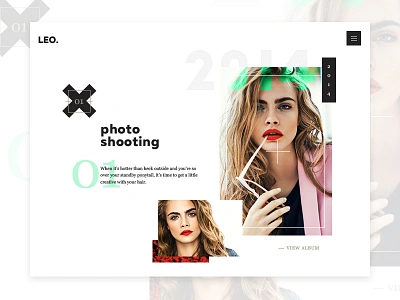 Leonardo website experiment black color elegant fashion hairstyle photo style ui ux web white