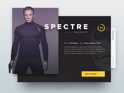 Movie dashboard - Spectre bond clean dashboard design layout modern movie spectre ui ux web