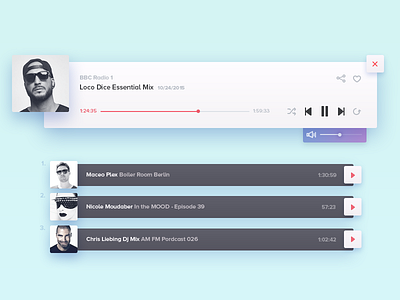 PlayGround Music player app clean daily design flat light music play player ui ux web