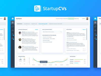 StartupCVs app brand dashboard design interface logo startup ui ux web