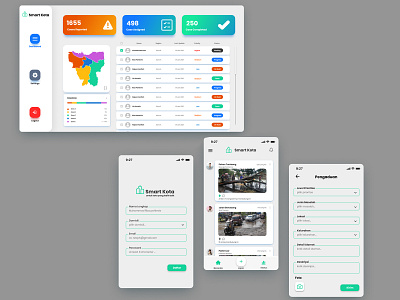 Smart Kota - reporting app color minimal modern ui ux ux design white