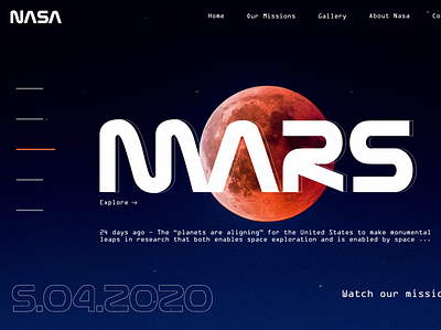 Mars Nasa Landing page app branding design icon illustration illustrator ui ux vector web