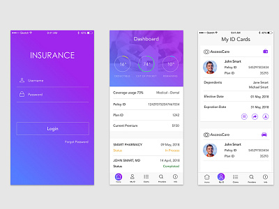 Insurance App design ui ux