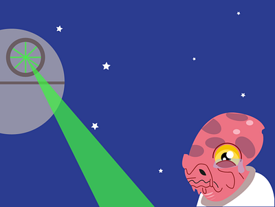 Admiral Ackbar and the Death Star design illustration