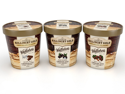 Killinchy Gold & Whittaker's Chocolate Ice Cream 3d product 3d product render 3d product renders product render product renders render rendering renders