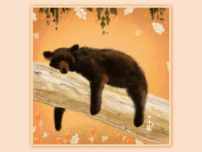 misha animals autumn bear beige book brown color drawing dream forest frame illustration leaves nature orange picture rest tired tree wild