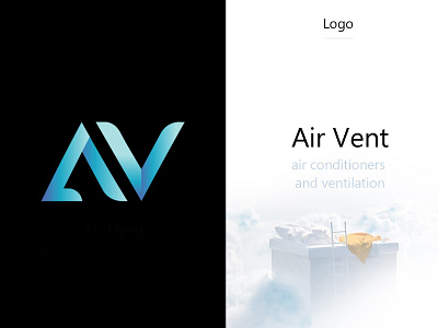 logo air conditioners and ventilation advertisement air clean clouds cold conditioning flat gradient graphic design interior light logo style vector ventilation warm