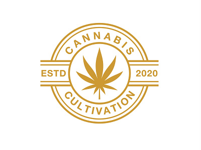 cannabis logo in vintage style premium vector