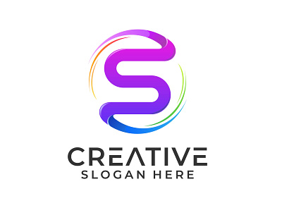 S logo design with gradient color. gradient initial logo modren s logo