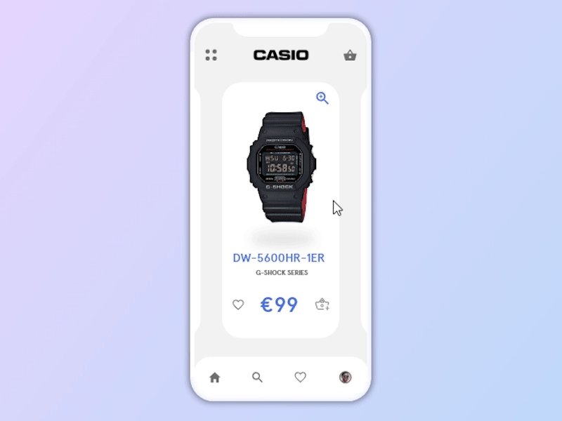Casio store app concept add to cart animation ecommerce gif interaction motion product shop store ui ux