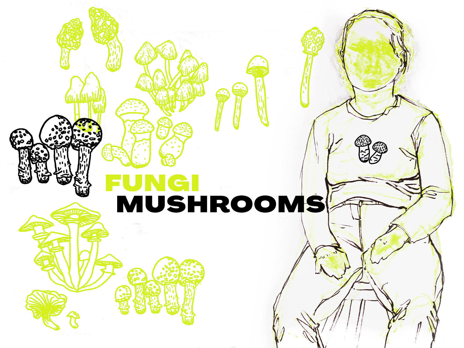 dribble11 drawing hand drawn human illustration mushroom portrait sketch