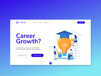 Landing Page & Signup Page - Jobera dailyui landingpage signup page ui uiux uiux design ux