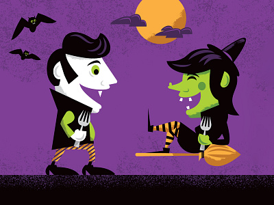 Halloween Restaurant Illustrations design halloween design illustration monster retro vampire witch