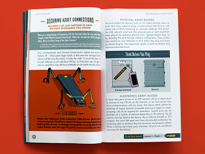 Defender Handbook - Flashbot Illustration art direction compliance training design handbook illustration robot training typography