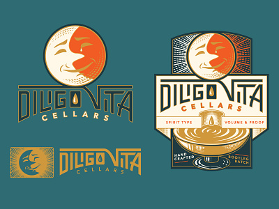 Diligo Vita Branding art direction art nouveau branding cellars custom type design graphic design illustration logo logo design moon spirits spirits branding sun typography