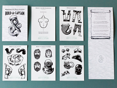 Build-a-captain Promotional Sticker Sheets art direction design graphic design hand drawn illustration illustration art illustration design pattern pen and paper photographer logo pirate printed material promotional material vintage design