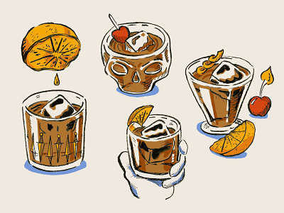Blood And Sand Cocktail Illustrations