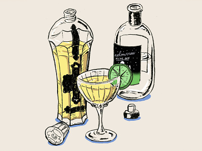 French Gimlet Cocktail Illustration