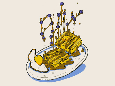 Blueberry French Toast Illustration blueberry breakfast breakfast art eggs food art french toast illustration syrup