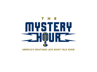 Unchosen Logo for The Mystery Hour branding branding and identity branding design identity lightning lockup logo microphone mystery talk show television