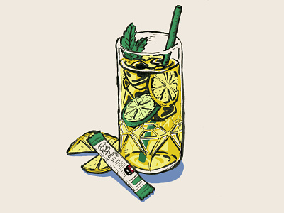Cannabis Lemonade Cocktail Illustration adobe photoshop cannabis cannabis branding cocktail illustration lemonade pen and ink