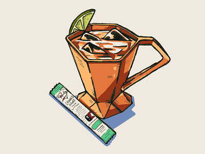 Ruby Mule Cocktail Illustration adobe photoshop cannabis cannabis branding cocktail illustration moscow mule pen and ink