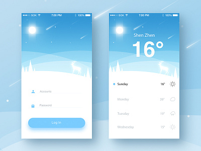 Weather Login App app illustration in interface ios log ps sketch weather