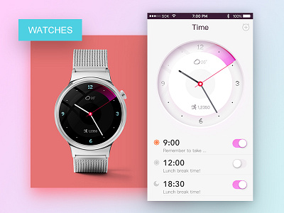 Watch And Interface app app interface ios ps sketch watch