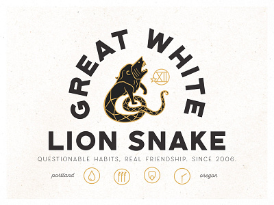 Great White Lion Snake badge design illustration lion logo shark snake vector whisky