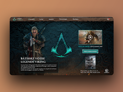Assassin's Creed Valhalla Website Redesign assassins creed brand branding design identité visuelle logo ubisoft ui ui design ui designer uiux valhalla