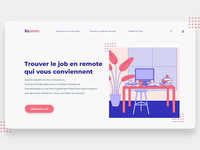 Remote Job Web App Design app brand branding design identité visuelle illustration remote remotework ui ui design ui designer ux design